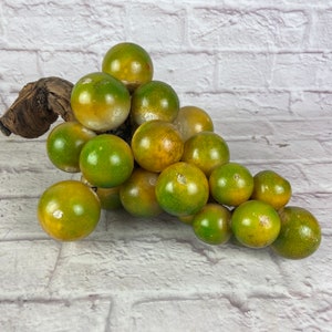 Vintage Green Alabaster Stone Grapes on Stem Mid Century Modern