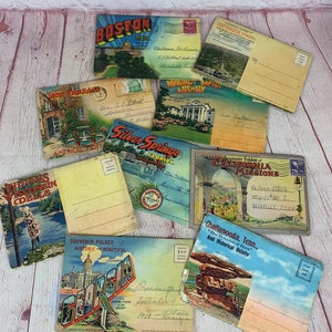 Lot von 9 Antike / Vintage-Ära Souvenir Postkarten Hefte Georgia, Florida, New Orleans, Wisconsin, California, North Carolina & TN