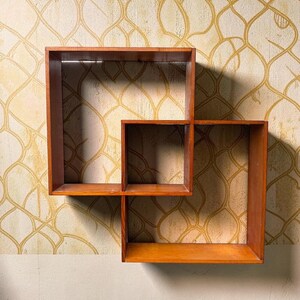 Vintage Mid Century Modern Interlocking Shadow Box Wall Shelf