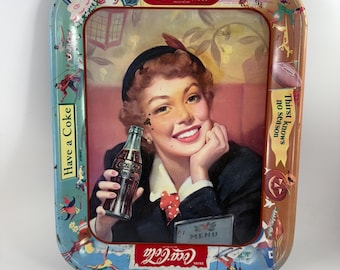 Vintage 1950's Menu Girl Coca Cola Metal Tray - Etsy