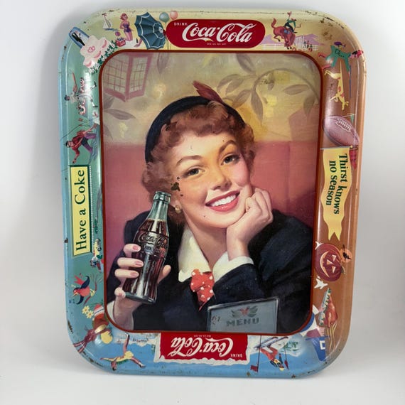 Vintage 1950's Menu Girl Coca Cola Metal Tray - Etsy