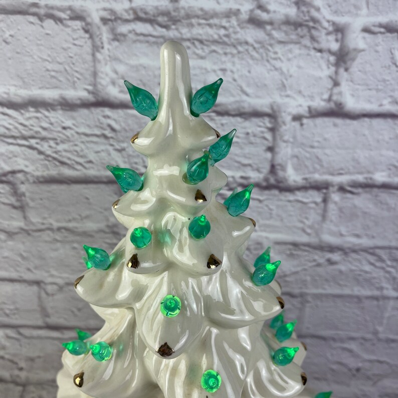 Vintage White Ceramic Christmas Tree Electric Light With Etsy