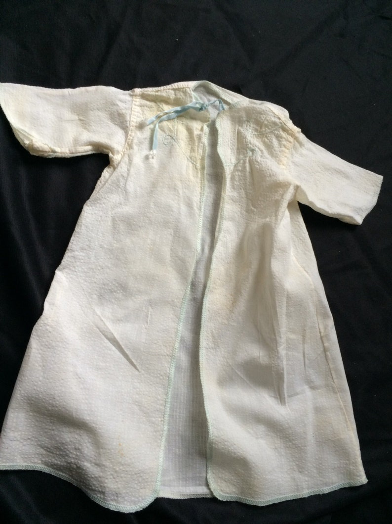 Vintage White Seersucker Well Loved Baby Robe With Pale Blue - Etsy