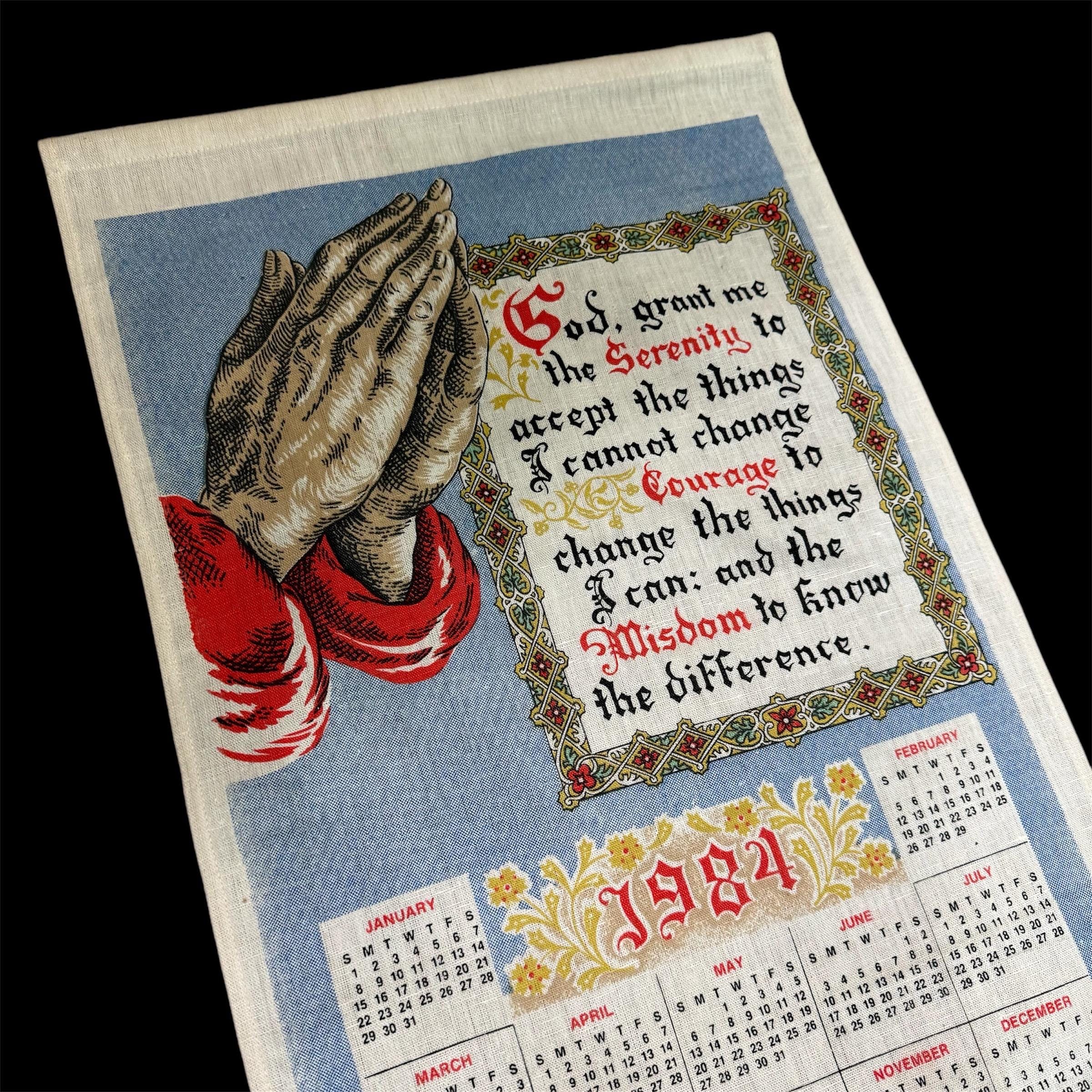 ヴィンテージ 1984 セレニティ 祈りのカレンダー タオル - Etsy 日本
