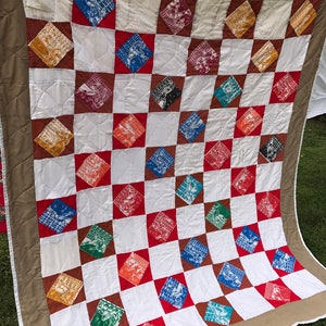 Vintage 1980's Era Handmade Quilt/Coverlet/Bedspread with Football Fabric Patches image 8
