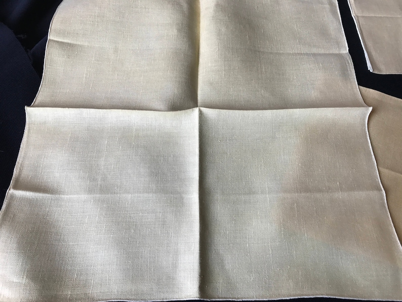 Set of 6 Vintage Yellow Linen Dinner Napkins