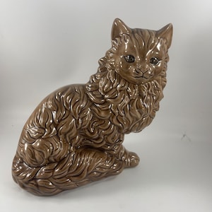 Vintage Braun TAN Keramik Katzenfigur