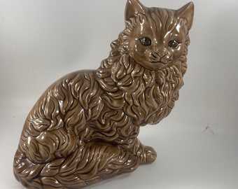 陶器製 猫の置物 茶色 ヴィンテージの陶器製茶色猫の置物 - Etsy 日本