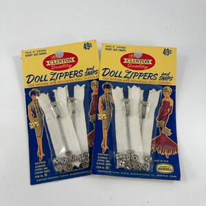 NOS Vintage Clinton Doll Clothes Zippers and Snaps 2 Packages