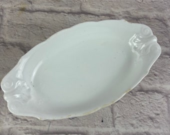 Vintage John Maddock & Sons White Pin Tray Dish Bowl Scalloped Edges