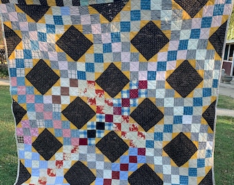 Antique Vintage Hand Quilted Patchwork Cutter Quilt