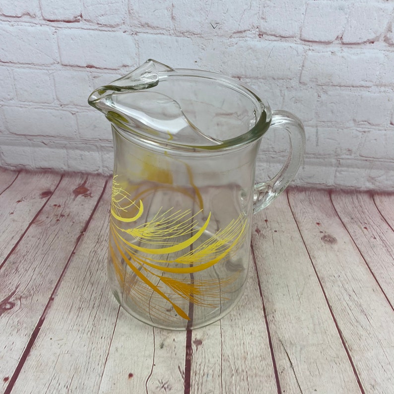 Vintage Homer Laughlin Golden Wheat Design Large Glass Pitcher