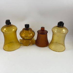 Lot of 4 Vintage Homco Home Interiors Amber Glass Pegged Votive Cups
