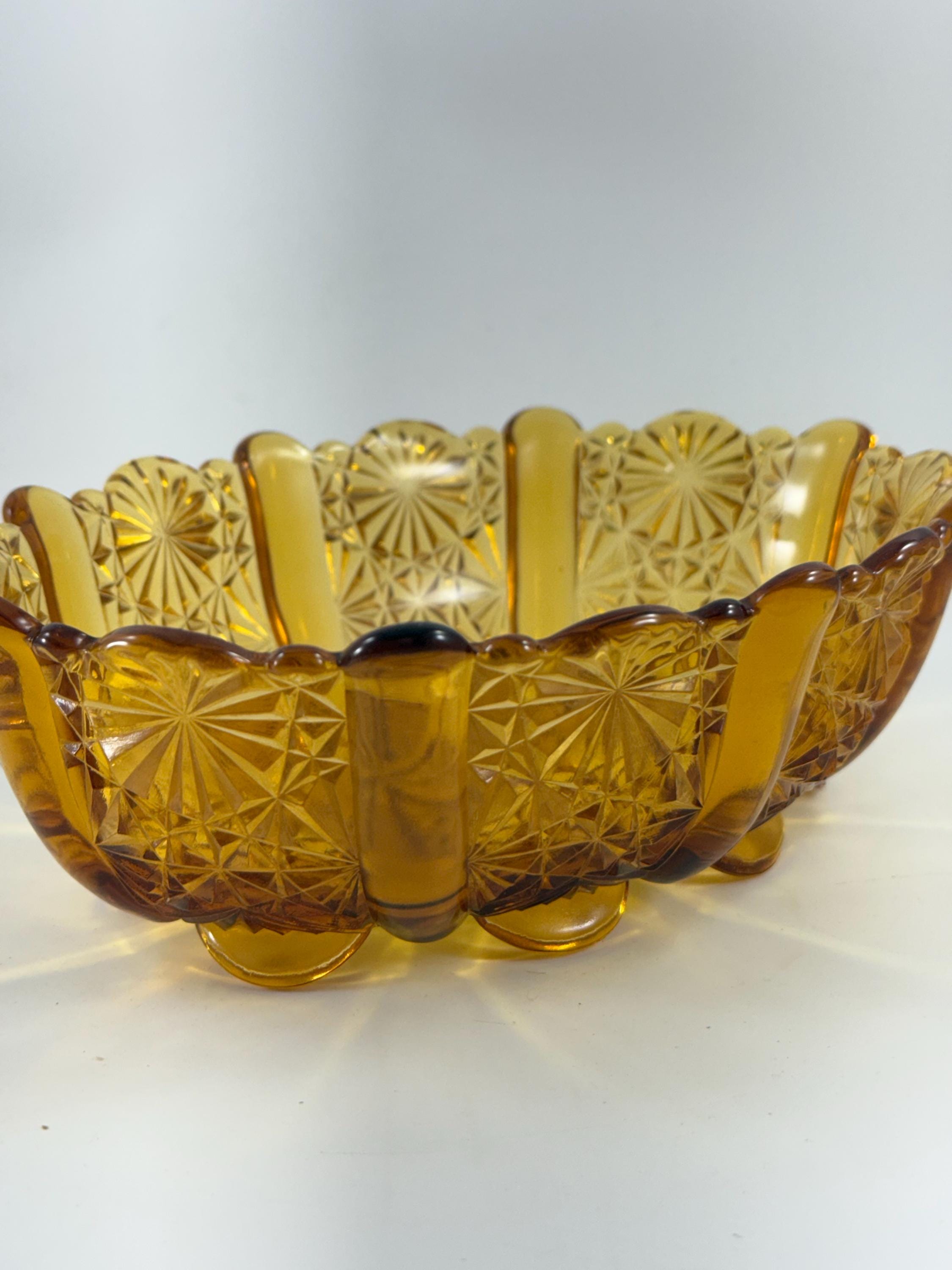 Vintage Amber Colored Glass Fenton Old Virginia Glass Scalloped