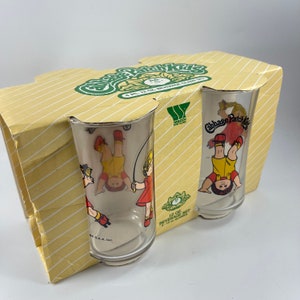 Vintage Wheaton Cabbage Patch Kids 4 Piece Beverage Glass Set Original Packaging and Box