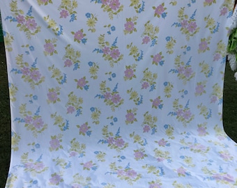 Vintage Pacific Miracale Pink, Yellow and Blue Floral Print Poly Cotton Blend Standard Double Flat Sheet