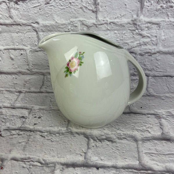 Vintage 1940's Hall's Superior Quality Kitchenware Pitcher 658 Rose White Large 64 Ounce Pitcher