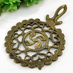 Vintage Solid Brass Filigree Trivet
