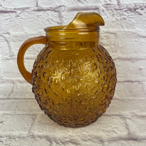 Vintage Dunkle Bernstein Anker Hocking Lido Milano Crinkle Bernstein Honig Gold Ball Eistee-Krug