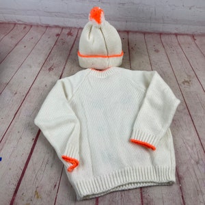 Vintage Little Angel White and Orange Sweater and Toboggon Hat Vintage Baby Clothes image 4