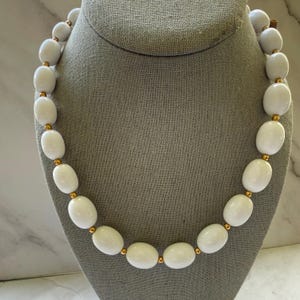 Vintage MONET White Beaded Necklace