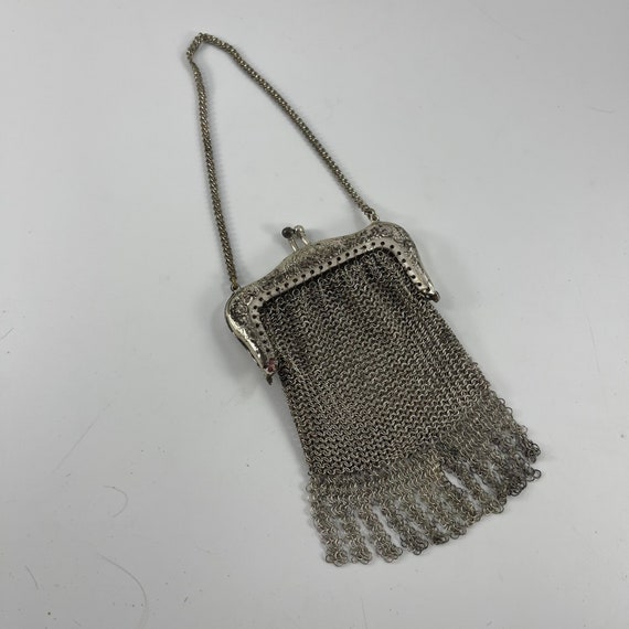 Antique Vintage Child's Silvertone Mesh Purse - image 1