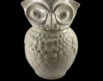 Vintage American Bisque White Owl Cookie Jar
