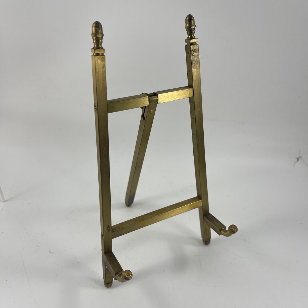 Vintage Solid Brass Easel Display Stand Photo Art Plate Etsy