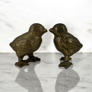 Vintage Pair of Small Brass Birds