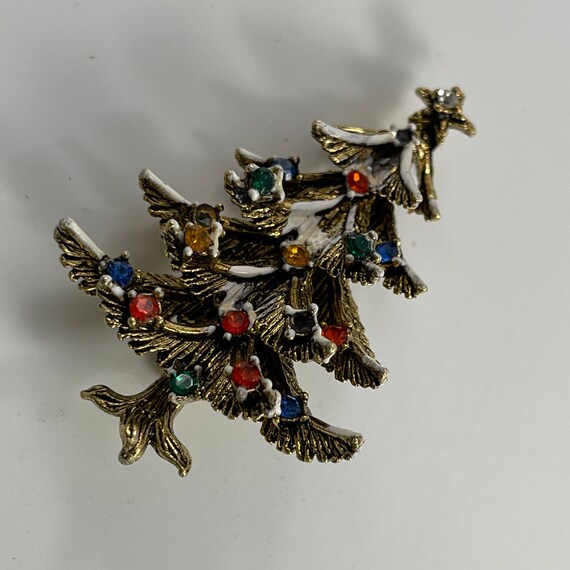 Vintage Designer Signed ART Christmas Tree Brooch… - image 3