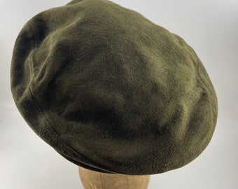 Vintage Man’s Woolrich Suede Leather Olive Green Newsboy Cabbie Hat