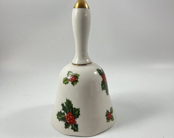 Vintage Hand Painted Lefton China Christmas Holly Bell Japan