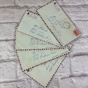 Lot of 5 Vintage 1950's Era Handwritten Letters in Original Envelopes US Airmail AA In Flight with American