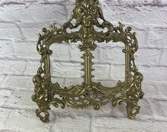 Beautiful Vintage Ornate Solid Brass Picture Frame Cherubs