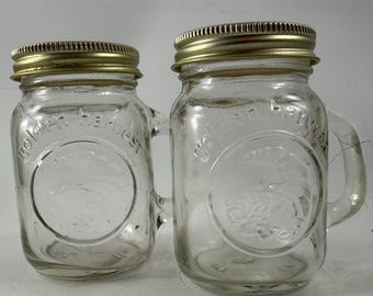 Vintage Golden Harvest Small Mason Jar Style Salt and Pepper Shakers