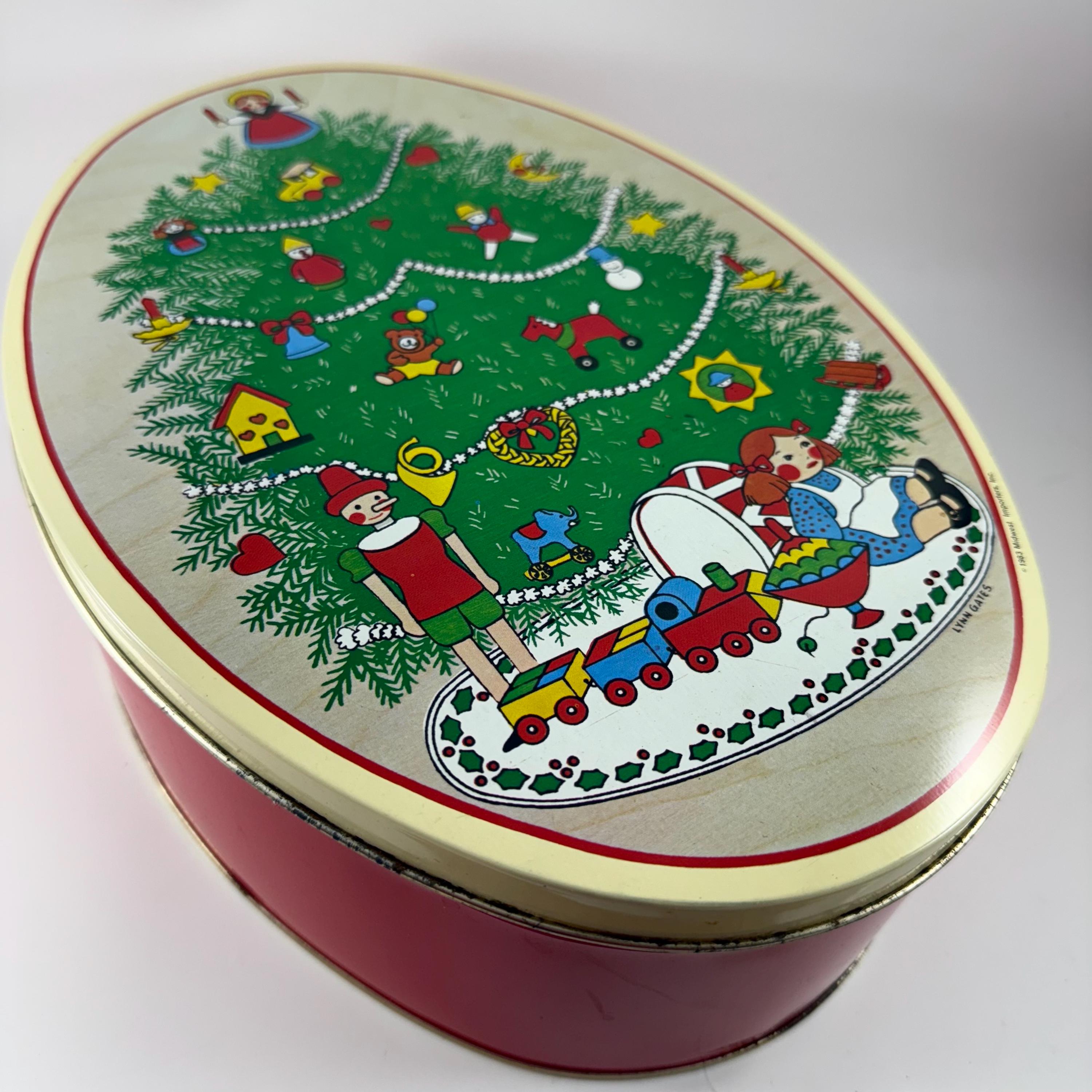 ぼーい Vintage 1983 Lynn Gates Midwest Imports Large Oval Christmas Tin