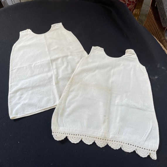 Pair of Antique Vintage Off White Flannel Childre… - image 1