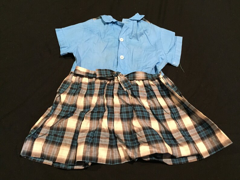 Vintage Little Girls' Blue and Black Plaid One Piece Short | Etsy