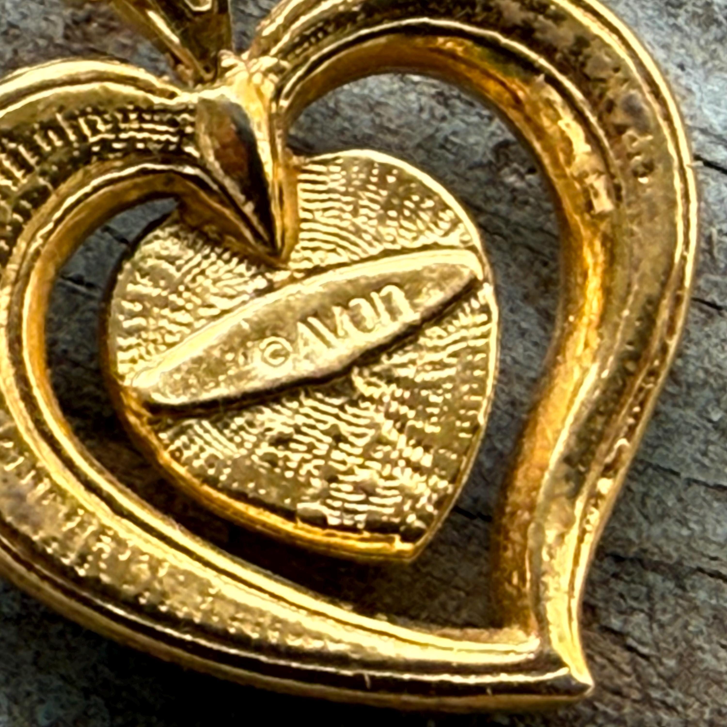Vintage 1990's Avon Onyx and Rhinestone Heart Necklace