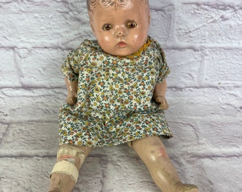 Vintage Well Loved Hormsan Composition Baby Doll Sleepy Eyes Creepy Doll