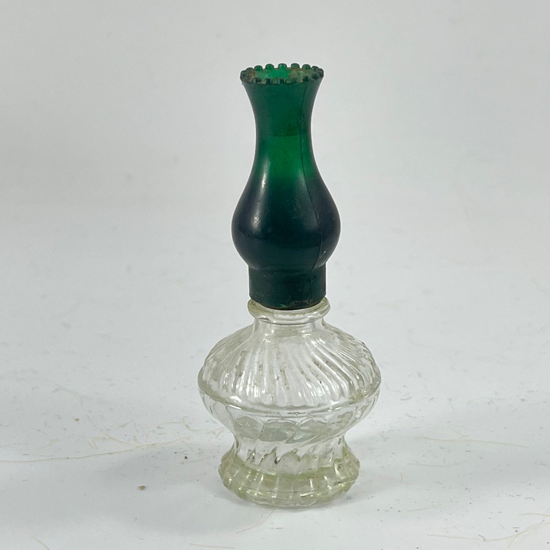 Vintage Oil Lamp Perfume Bottle With Green Chimney Etsy