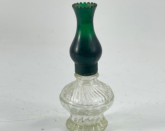 Vintage Oil Lamp Perfume Bottle with Green Chimney