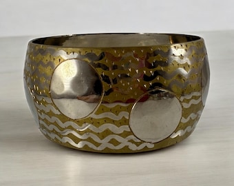 Vintage Large Chunky Mix Metal Wide Bangle Bracelet Boho