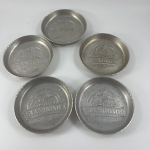 Set of 5 Vintage Round Etched Aluminum STANHOME Stanley Home Coasters
