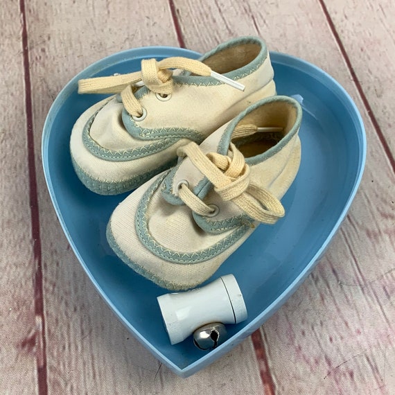 Vintage Baby Maat 0 Blauw \u0026 Gebroken Wit Baby schoenen in - Etsy Nederland