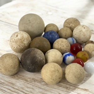 Lot of Vintage Clay and Glass Marbles