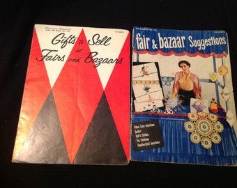 TWO Vintage 1950's Era Crochet Pattern/Instructional Booklets (Fair and Bazaar Suggestions and Gifts to Sell at Fairs and Bazaars)