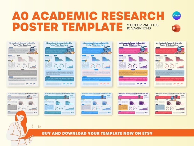 A0 Academic Research Poster Template | Editable Canva and Powerpoint ...