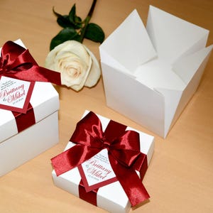 Personalized Wedding Favor Boxes With Satin Ribbon Bow and Custom Names ...
