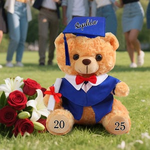 Personalized Graduation Teddy Bear 2025,Graduation Bear with Name,College Graduation Gift,Plush Bear with Mortarboard, Gifts for Graduates